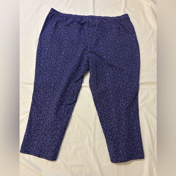 NWOT Isaac Mizrahi Live Purple Floral pant Size 28W petite (24 in inseam) - Picture 2 of 10